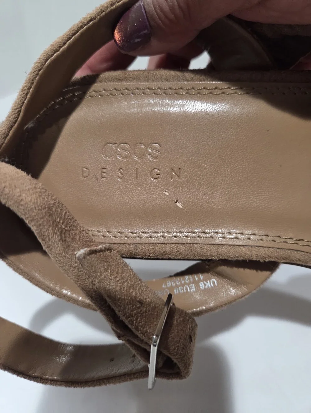 ASOS DESIGN Wide Fit Tailor padded strappy flatform sandals in beige Size 8 New.